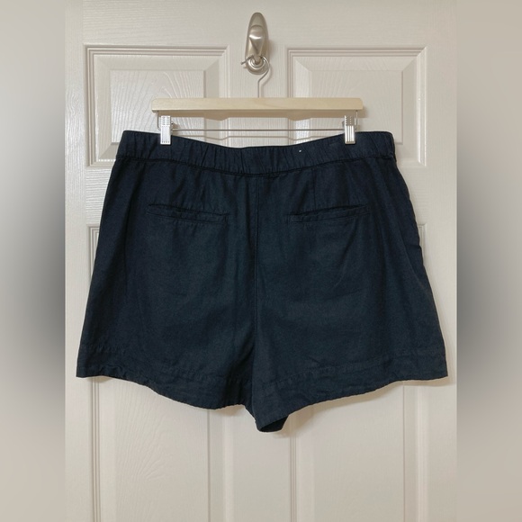 Joie Black Linen Blend High Rise Pleated Shorts XL Boho Summer Beach Coastal - Picture 6 of 10